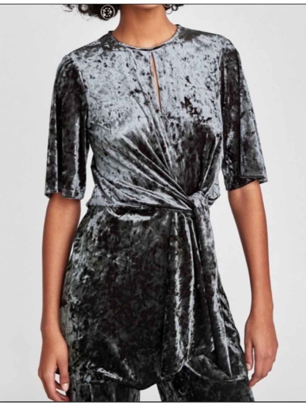 Zara crushed velvet key hole dress
